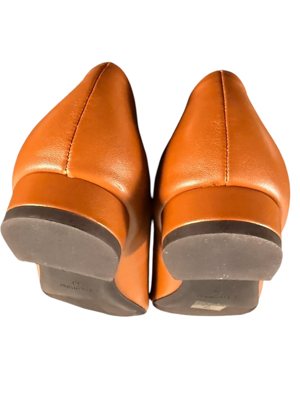 C. Paravano Round Buckle Leather Flats w/ Silver Studded trim in Brown Size 39 - Picture 7 of 11